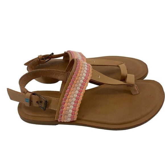 TOMS Womens Pink Beaded Embroidered Slip-On Bohemian Sandals Size 7.5 - Picture 2 of 8